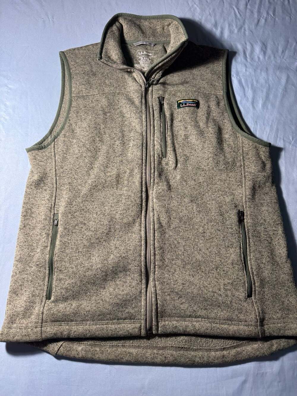 Ll Bean Fleece Vest Size M Reg Green Full Zip
